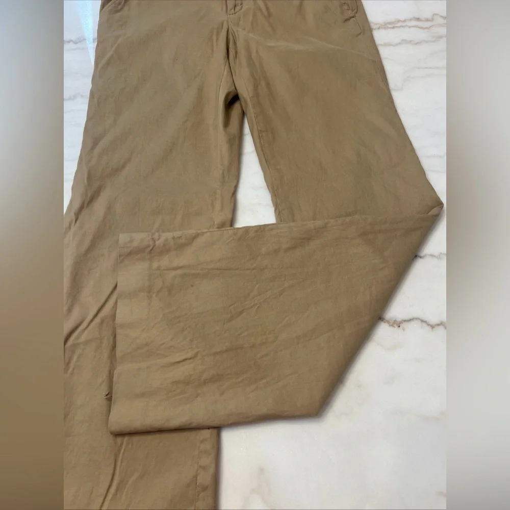 Banana Republic Cotton Linen Blend Womens Khaki Colored Lined Pants Size 8